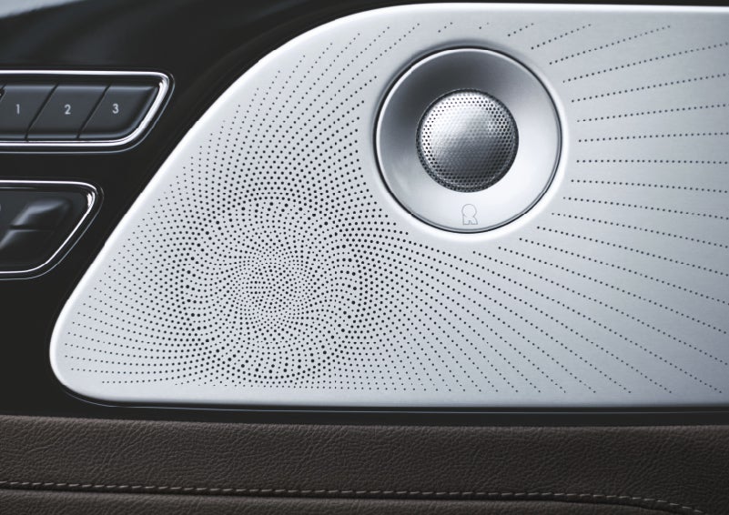 Two speakers of the available audio system are shown in a 2024 Lincoln Aviator® SUV | Bozard Lincoln in Saint Augustine FL