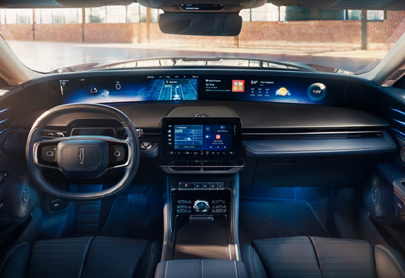 A large panoramic display is shown on the dashboard of a 2024 Lincoln Nautilus® SUV | Bozard Lincoln in Saint Augustine FL